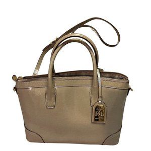 Lauren Ralph Lauren Tan Leather Fairfield City Shopper Shoulder Crossbod Handbag